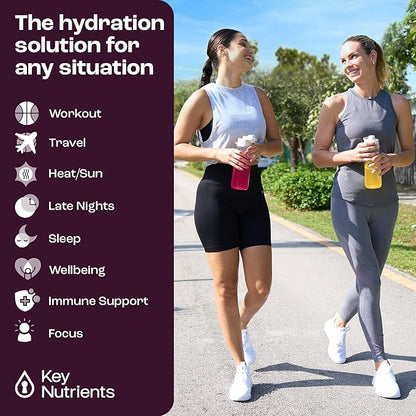 KEY NUTRIENTS Electrolytes Powder Packets No Sugar - 5 Delicious Flavors in Hydration Packets 20 Pack - No Calories, Gluten Free Electrolytes Powder Packets, Non GMO, Made in USA