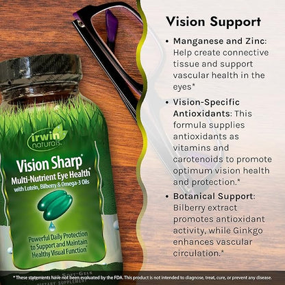 Irwin Naturals Vision Sharp Multi-Nutrient Eye Health 42 Liquid 2 - Omega-3s - 42 Total