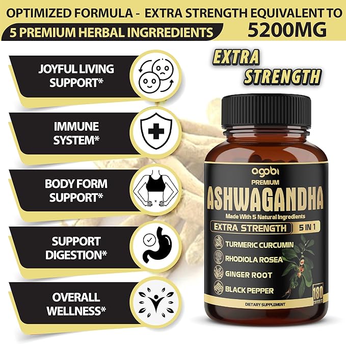 5in1 Premium Ashwagandha Capsules 180 Caps 6 Months