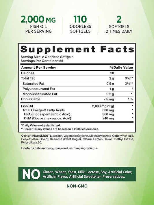 Nature's Truth Fish Oil Supplement 2000mg | 110 Softgels Omega-3 |