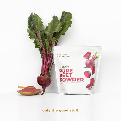 Pure Beet Root Powder Organic - Nitric Oxide Circulation Superfood, Supports Blood Flow & Heart Health - Increase Stamina & Natural Energy, 30+ Servings (1 LB Bag)