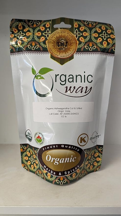 Organic Way Ashwagandha Root Cut & (1/2LBS / 8Oz.)