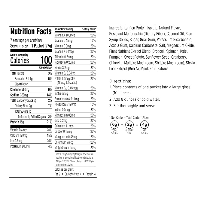 WonderSlim Plant Based Meal Replacement Shake, Vanilla, 15g Protein, Keto Friendly & Low Carb, Low Sugar, Gluten, Soy, & Dairy Free (7ct)