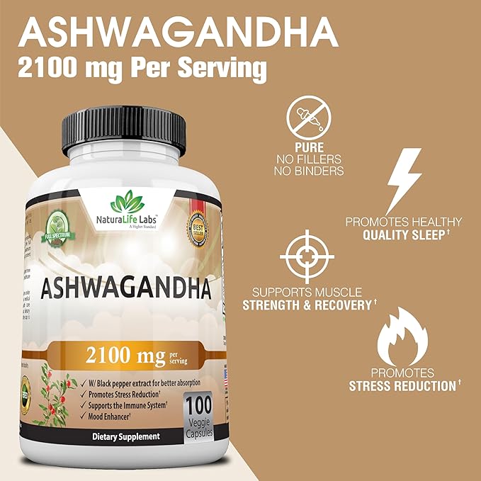 Organic Ashwagandha 2,100 mg 100 Vegan