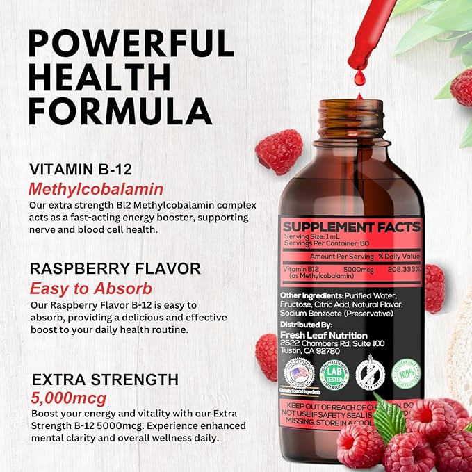 Vegan Liquid B-12 Drops – 60 5000 mcg B12 Liquid