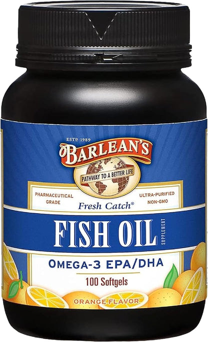 Barlean's Fish Oil Omega 3 Supplement, 600mg Orange 100 Count
