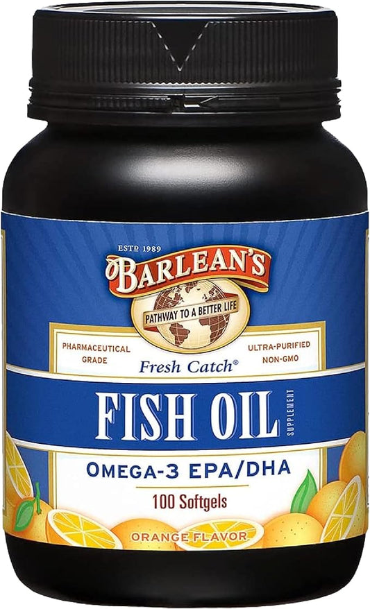 Barlean's Fish Oil Omega 3 Supplement, 600mg Orange 100 Count