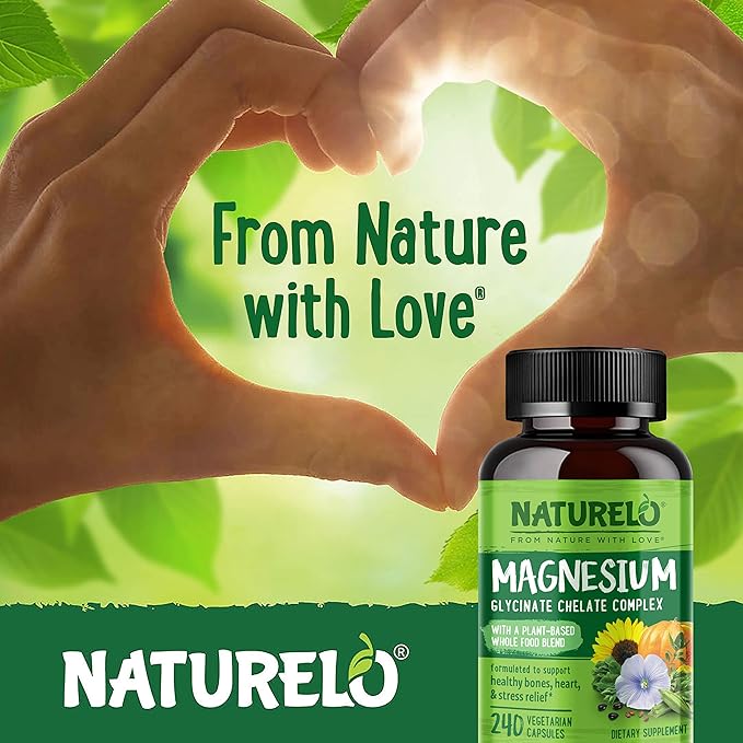NATURELO Magnesium Glycinate Supplement 200 mg 240 Capsules