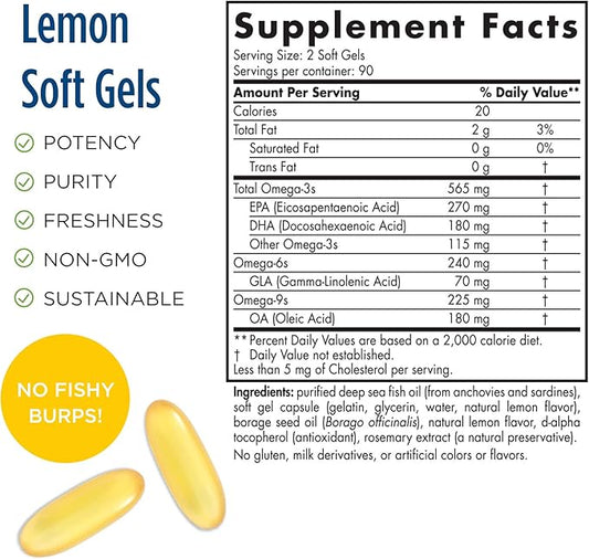 Nordic Naturals Complete Omega, Lemon Flavor 180 Soft 565 mg Omega-3 - 90 Servings
