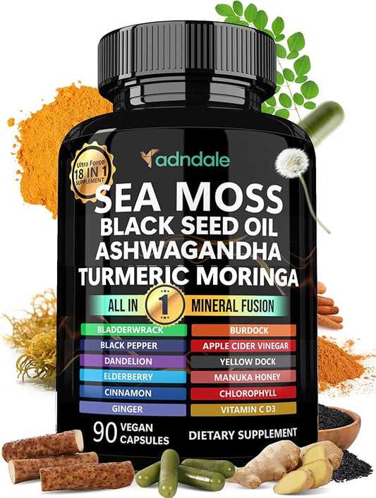 Sea Moss Black Seed Oil Ashwagandha 18-in-1 20’445 20’445 mg/Serv