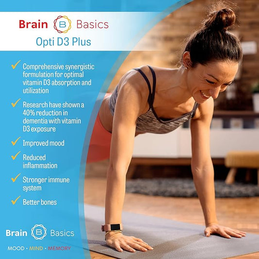 Brain Basics Opti D3 Plus D3 K2 K2 5,000IU, 5,000IU, Vitamin K1, and 90 Servings