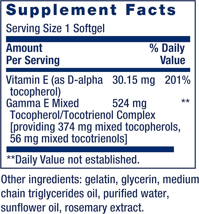 Life Extension Gamma E Mixed Tocopherols 60 Softgels