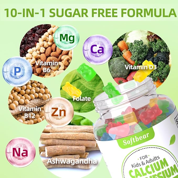 Calcium Magnesium Zinc Gummies for Women, 600 mg D3 for 120 Gummies