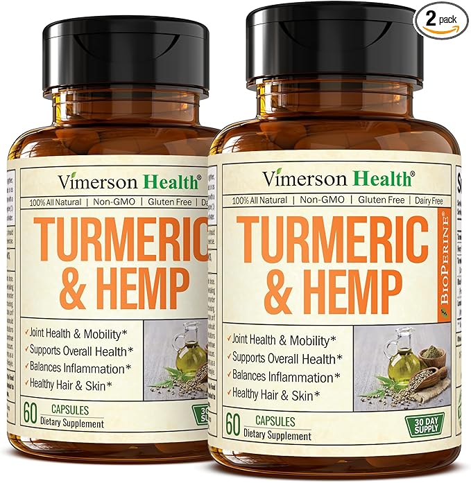 Turmeric and Hemp Capsules 2 Pack