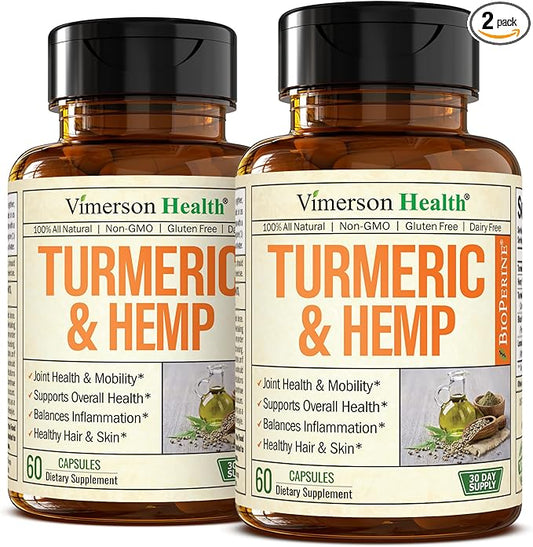 Turmeric and Hemp Capsules 2 Pack