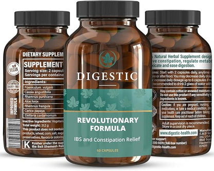 Digestic - Laxative for Constipation Relief, Stool Softener for IBS Severe and Strong Constipation 100% Natural - 360 Capsules - Colon Detox Cleanse, Gas and Bloating Stomach Relief for Adults