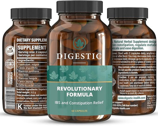 Digestic - Laxative for Constipation Relief, Stool Softener for IBS Severe and Strong Constipation 100% Natural - 360 Capsules - Colon Detox Cleanse, Gas and Bloating Stomach Relief for Adults