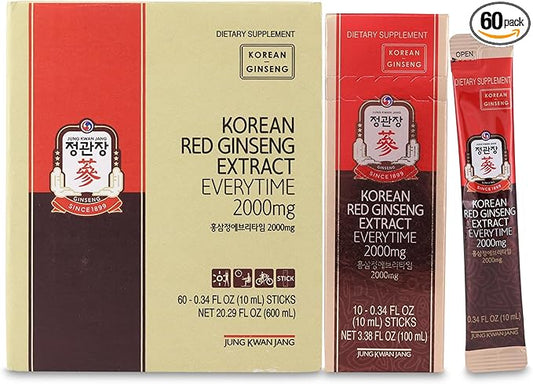 JungKwanJang Ginseng Everytime Extract Stick 2000mg, Brain 60 Count