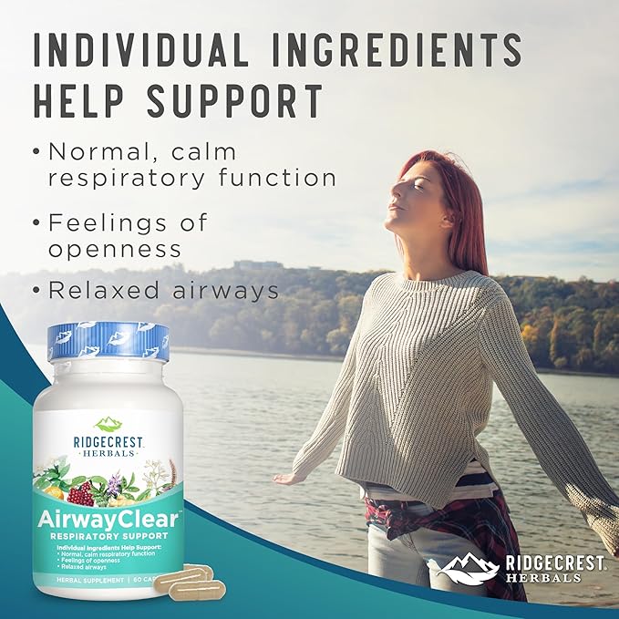 Ridgecrest Herbals AirwayClear, Lung Health and (60 Vegan 30 Serv)