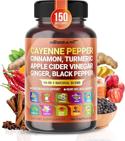Cayenne Pepper 14,000mg Supplement 14-in-1 Natural 150 Count