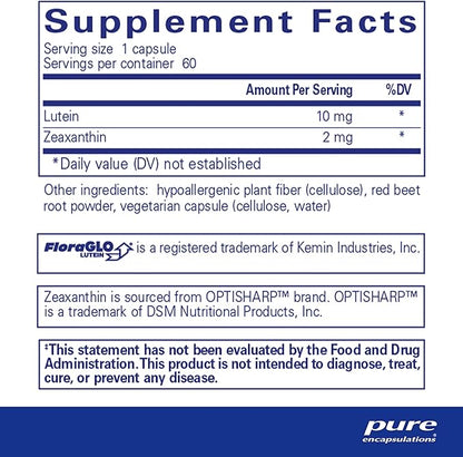 Pure Encapsulations Lutein & Zeaxanthin 60 Capsules
