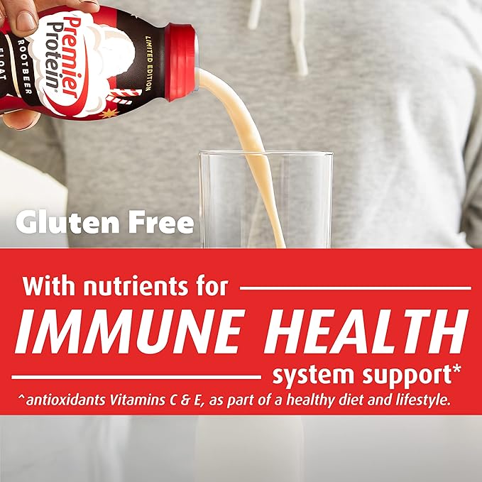 Premier Protein Shake, Limited Edition, Root Beer Float, 30g Protein, 1g Sugar, 24 Vitamins & Minerals, Nutrients to Support Immune Health, 11.5 fl oz, 12 Pack