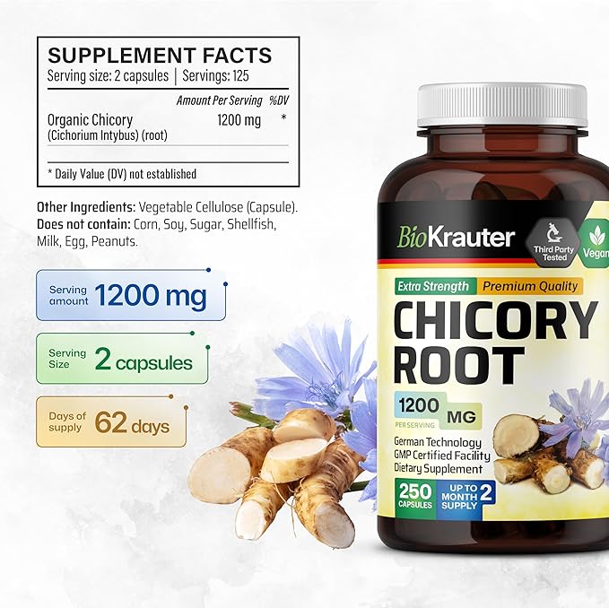 Chicory Fiber Supplement 1200 mg 250 Vegan