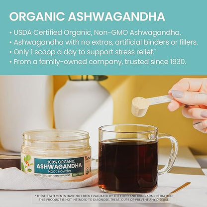 Himalaya 100% USDA Certified Organic Ashwagandha 4 Oz, 45 Day