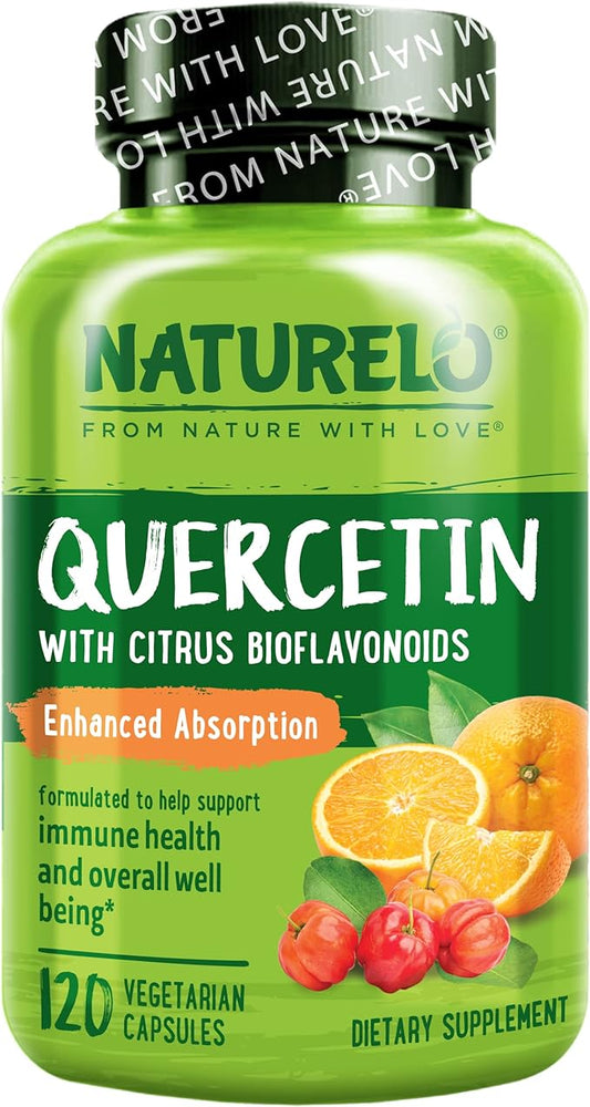 NATURELO Quercetin Citrus Bioflavonoid Supports Immune Health and Overall Well Being* 120 Quercetin 500mg Capsules