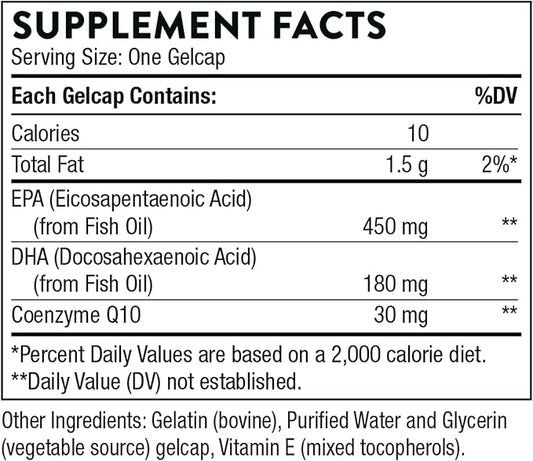 THORNE Omega-3 with CoQ10 Omega-3 Fatty CoQ10 - 90 Gelcaps