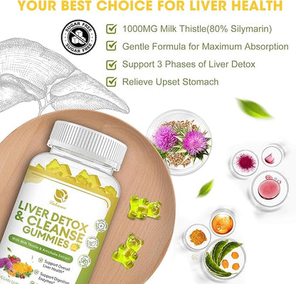 Liver Cleanse Detox & Repair Gummies 24 Potent w/3000MG Milk -120 Count