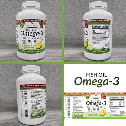 Best Triple Strength Omega 3 Fish 180 Capsules 2400mg High 864mg EPA 576mg DHA