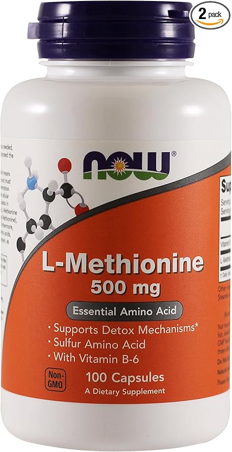 Now Foods L-methionine, 100 Capsules / 500mg (Pack 2)