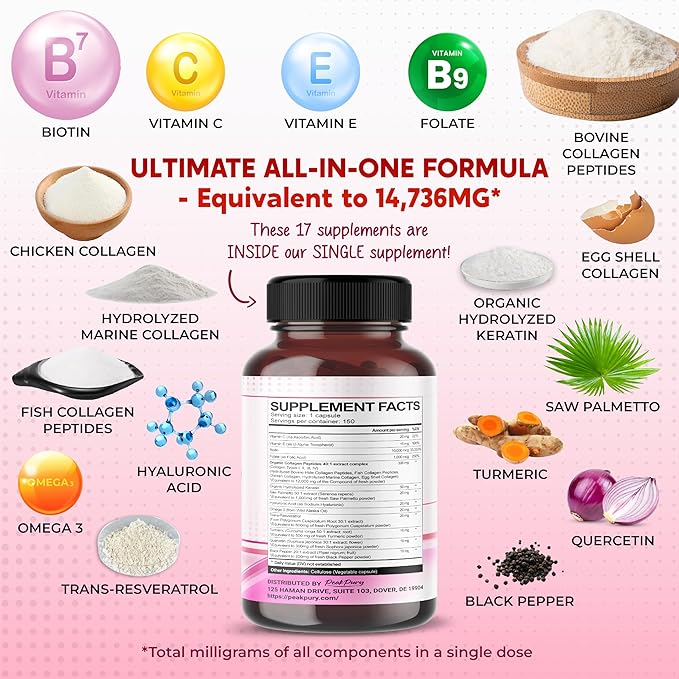 Collagen 12000mg Biotin 10,000mcg Resveratrol 3000mg 2000mg -