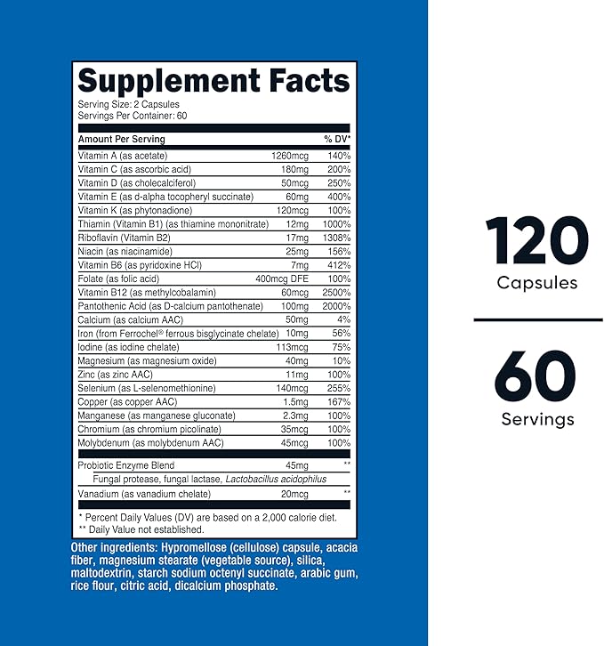 Nutricost Multivitamin with Probiotics 120 Vegetarian Capsules