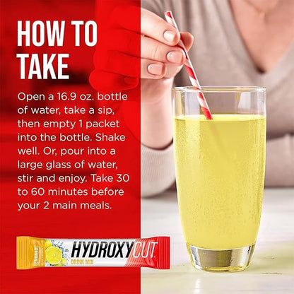 Hydroxycut Drink Mix, Lemonade - 21 Travel-Size Packets - Zero Calories or Sugar - Boost Metabolism, Burn Calories, Increase Energy - For Women & Men