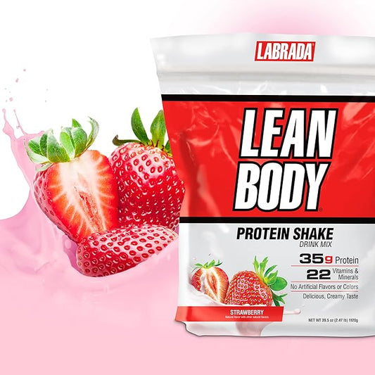 Labrada Nutrition Lean Body Hi-Protein Shake, Strawberry, 2.47-Pound Tub Strawberry PACKAGING MAY VARY