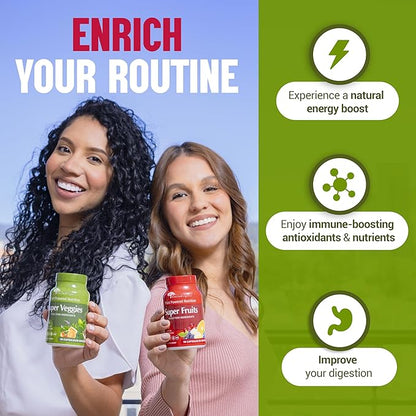 Organic Super Fruit & Veggies Supplement 23 Fruits 16 Vegetables (180 Count)