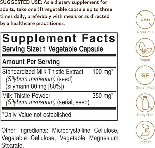 Solgar - Milk Thistle (Silybum Marianum, 100 mg, 250 veggie