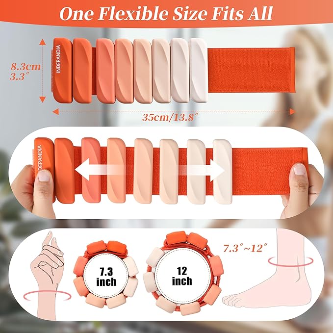 Adjustable Ankle & Wrist Weights for Women & Men, Set of 2 (1lb / 2lb Each), Silicone Weighted Bangles for Arm, Leg, Walking, Fitness, Yoga, Pilates Workout 24055