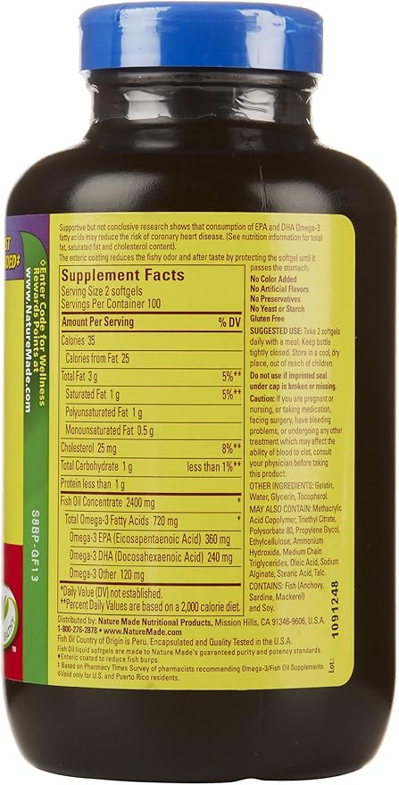Burp-Less Fish Oil 1200 mg, 200 3 Supplement