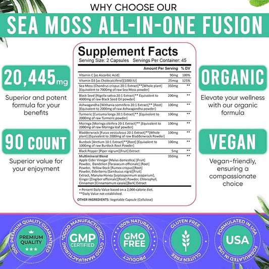 Sea Moss Black Seed Oil Ashwagandha 18-in-1 20’445 20’445 mg/Serv