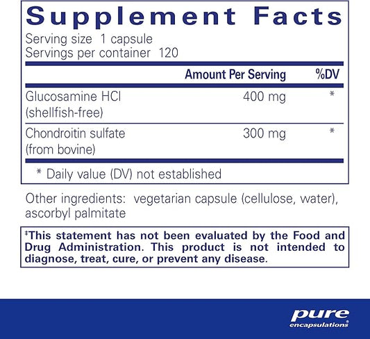 Pure Encapsulations Glucosamine HCl Chondroitin 120 Capsules