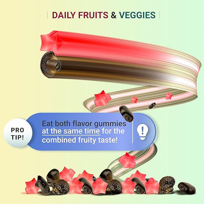 Everyday Debloat & Detox Sugar-Free Fruits and Veggies Gummies - Energy Support with Superfood Fruit and Vegetable Supplement (120 Chews) Cruelty-Free, Vegan, Gluten-Free, Fruit and Vegetable Vitamin