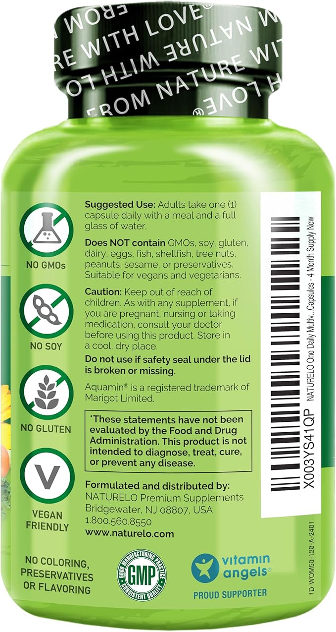NATURELO One Daily Multivitamin for Women 50+ (Iron 50 - 120 Capsules 4 Month