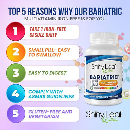 Bariatric Multivitamin Iron-Free Capsules Calcium Citrate Chewable Strawberry Flavor - for Post Bariatric Surgery Including Gastric Bypass and Sleeve (3 Month)