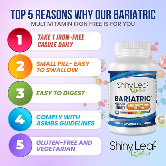 Bariatric Multivitamin Iron-Free Capsules Calcium Citrate Chewable Strawberry Flavor - for Post Bariatric Surgery Including Gastric Bypass and Sleeve (3 Month)