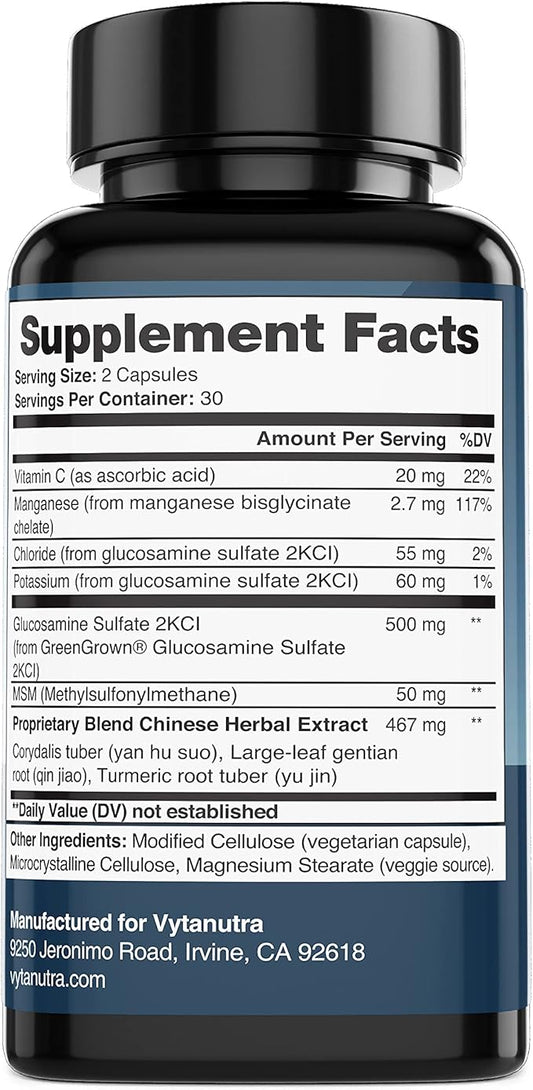 Joint Care｜Glucosamine MSM Capsules｜60 Veggie Capsules