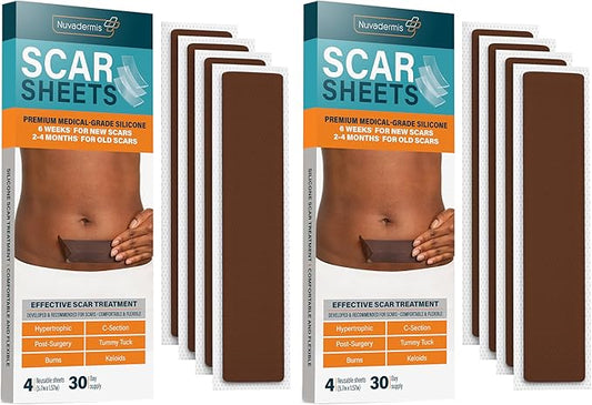 NUVADERMIS Silicone Scar Sheets 2 Packs 4 -