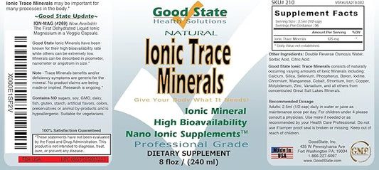 Good State Liquid Ionic Trace Minerals (96 servings at 125 mg - 8 fl oz)